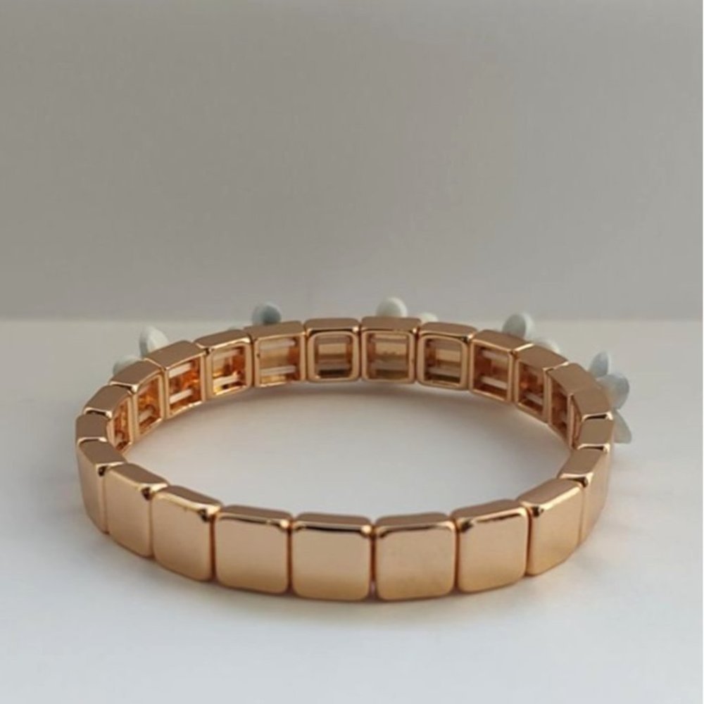 BEN-AMUN Bracelet Gold Plated Flower Stretch Made In USA - Picture 10 of 13